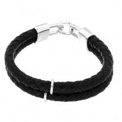 925 Sterling Silver Rhodium Plated With Leather Bracelets